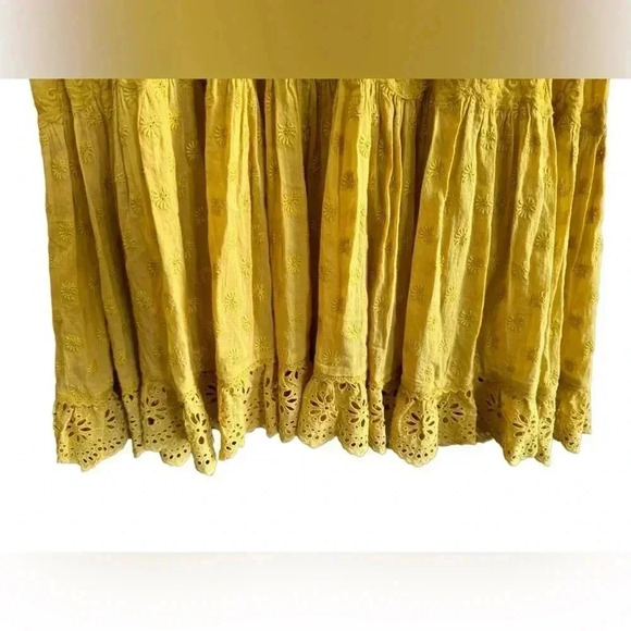 Ulla Johnson Womens Dress Marjorie Chartreuse Yellow Eyelet Ruffle Midi Sz 10 - Picture 6 of 16